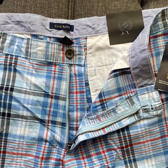 New Club Room Plaid Shorts blue Men s size 38 - Picture 2 of 5
